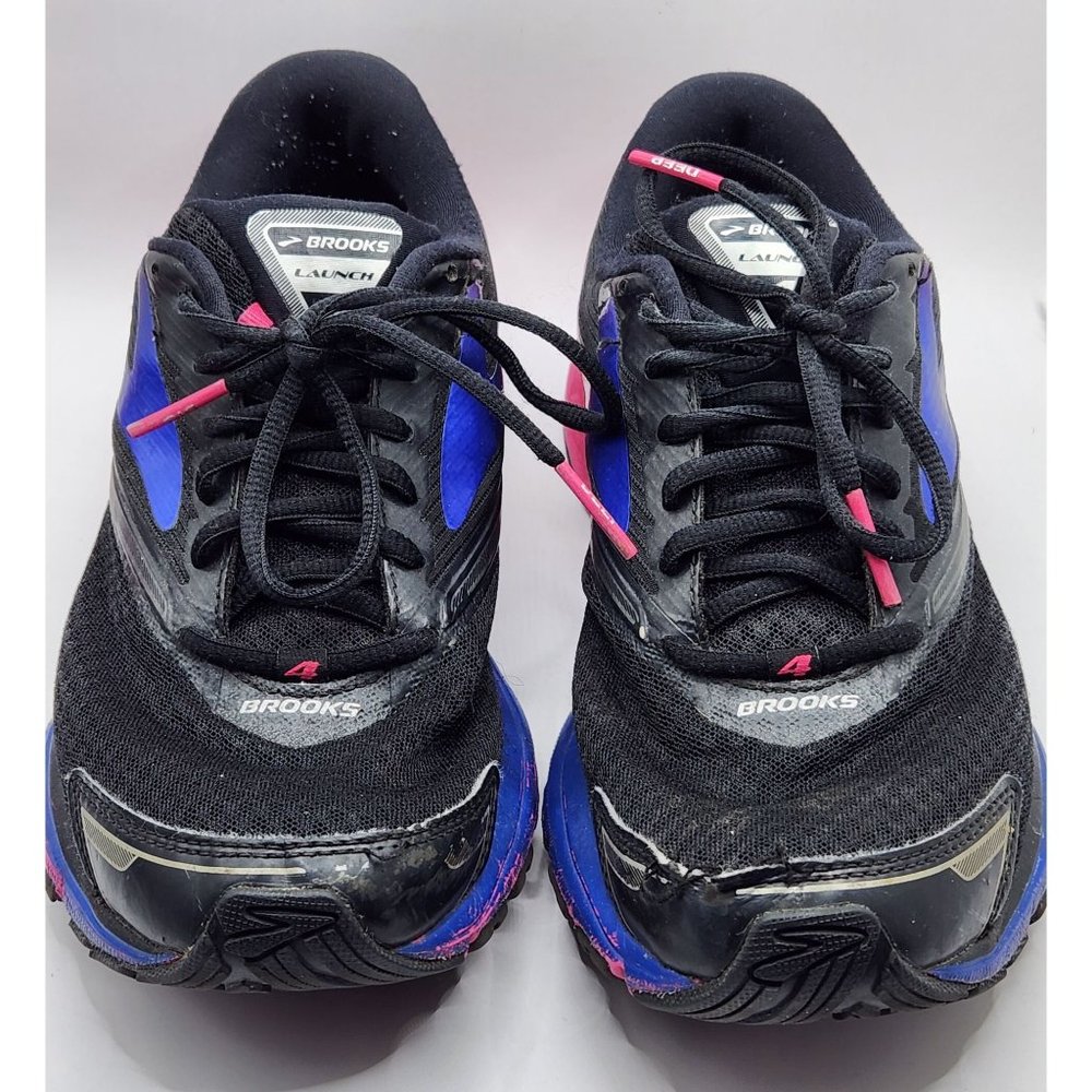 Women's Brooks Launch 4 Size 9M Black Pink Blue Sneakers Athletic Shoes